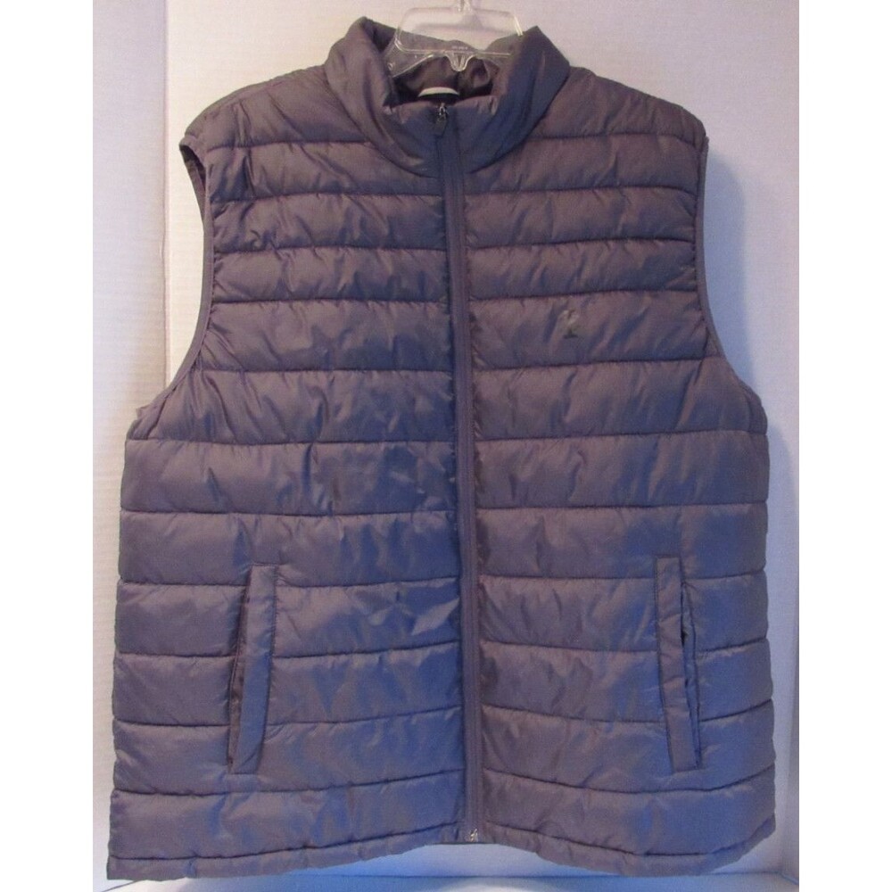 Izod Performance Advantage Quilted Packable Full Zip Gray Puffer Vest Size XL